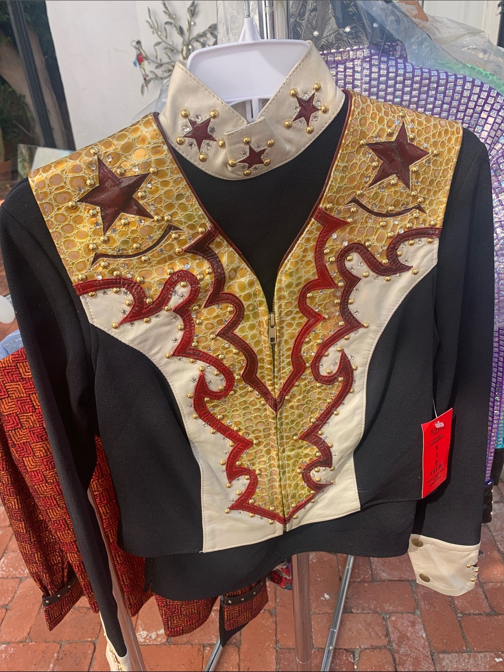 TLC Black Blazer with Gold, Cream & Red Star Detailing